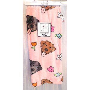 Pickle and Dot 60x70 Pink with Pitty Pitbull Bully Faces Plush Throw Blanket NWT